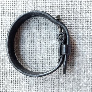 REED KRAKOW Black Leather T-Pin Adjustable Wrap Bracelet.